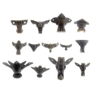 4 шт. антикварные Защитные уголки, бронзовая шкатулка для ювелирных изделий, деревянный чехол, декоративные уголки для ног