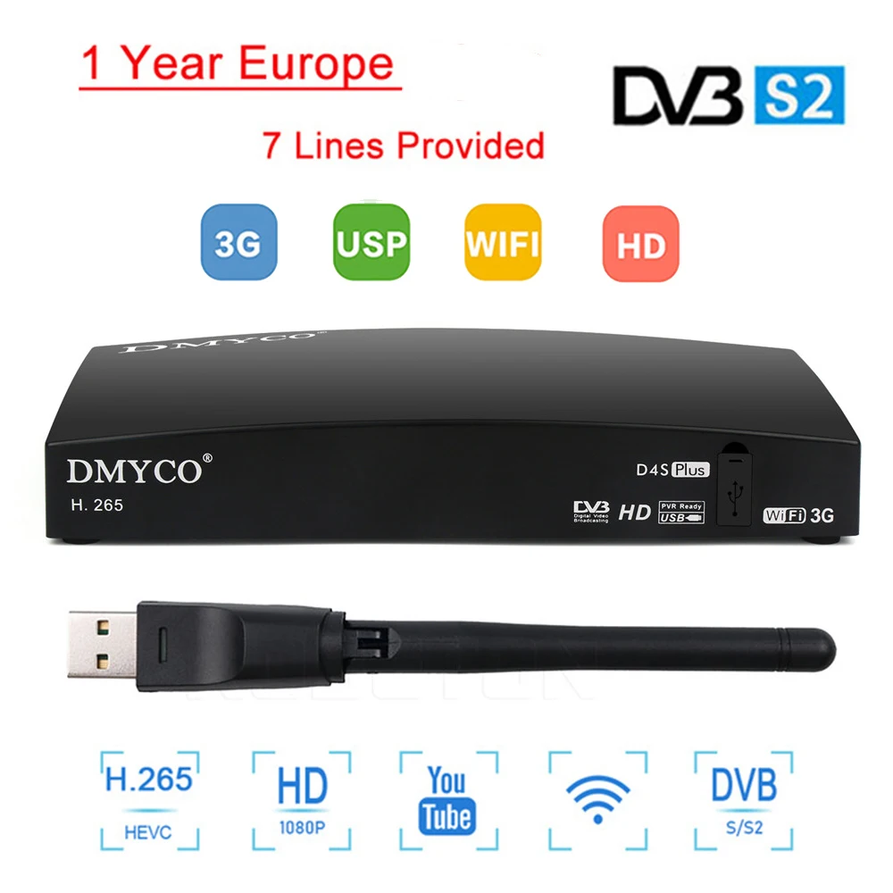 Новый DVB S2 D4S плюс цифровой спутниковый ресивер HD Full 1080P YouTube BissKey USB wifi антенна с 1