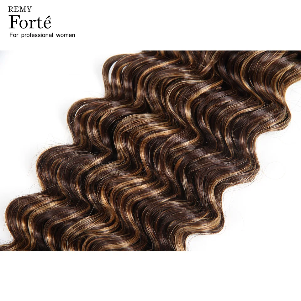 Remy Forte Deep Wave Bundles Remy Brazilian Hair Weave Bundles P4/27 P4/30 Human Hair Extension Single Bundles Hair Vendors