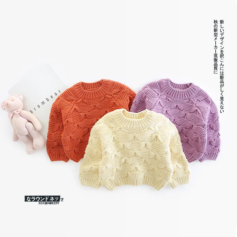 2018 Autumn and Winter New Arrival korean style cotton pure color all-match fashion warm thick sweater for cute sweet baby girls | Детская