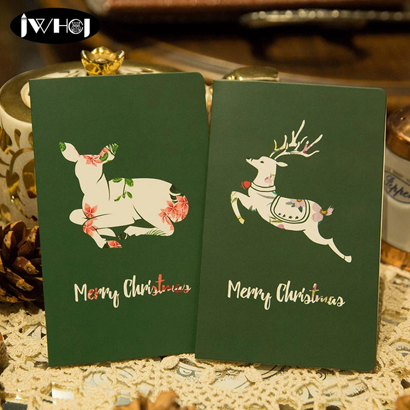 Зеленая Рождественская Сика олень складная карта с конвертом мини ломо День