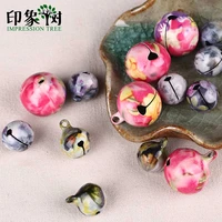 10pcs color printing copper sounding bells 1420mm hanging festival party christmas decoration pendants diy jewelry making 518