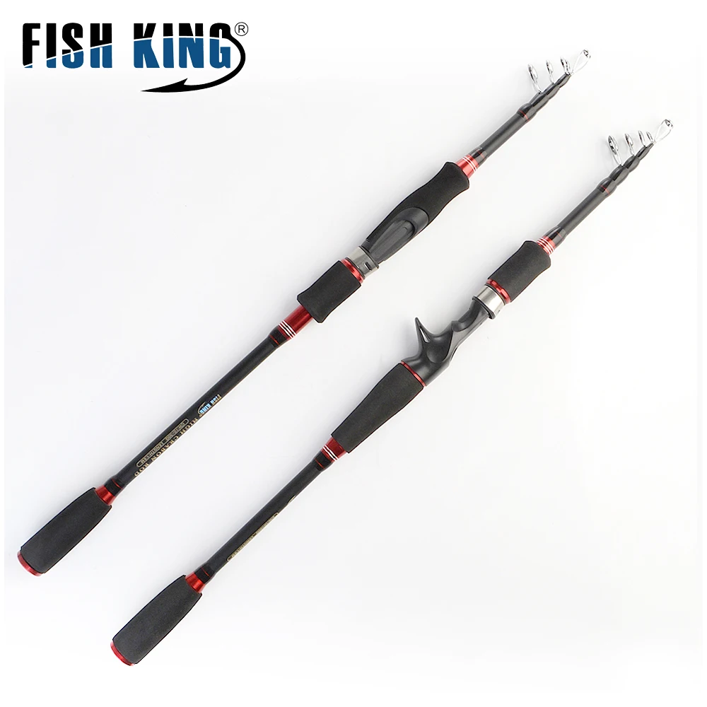 FISH KING карбоновое спиннинговое литье удилище H/MH Мощность приманки вес 10-30 г Сверхлегкая телескопическая удочка 1,8 м/2,1 М/2,4 м/2,7 м/3,0 м