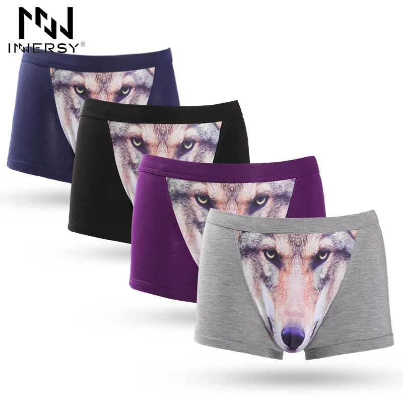 Innersy трусы мужские 4 шт  Лот 3D Боксеры Шорты Нижнее белье плюс размер модал