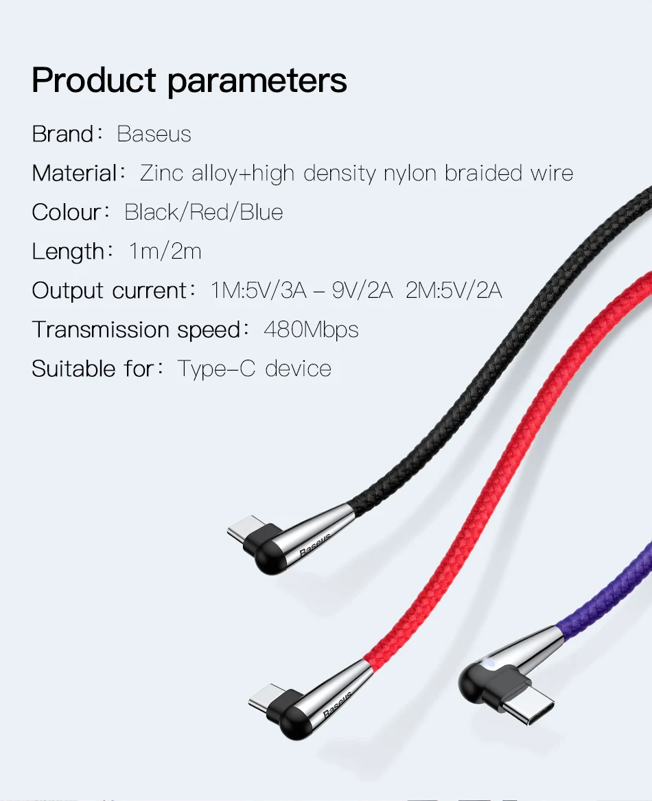Baseus USB Led свет мобильных игр кабель Тип usb C кабель для samsung S9 S8 плюс Быстрая зарядка USB-C кабель для One Plus 5 t Xiaomi