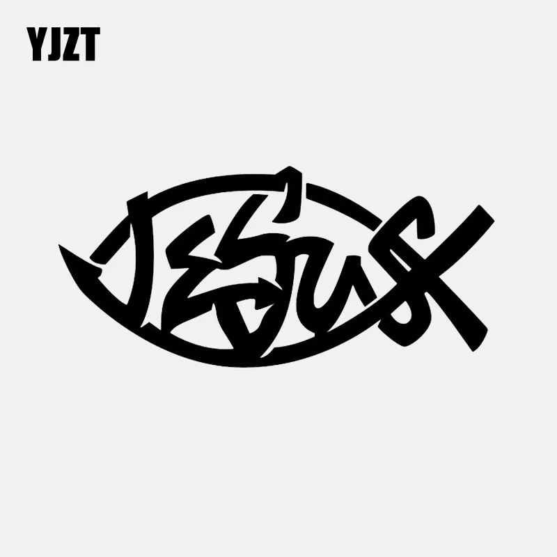 

YJZT 15.6CM*7.2CM Jesus Fish Car Sticker Vinyl Decor Art Decal Black/Silver C24-0557