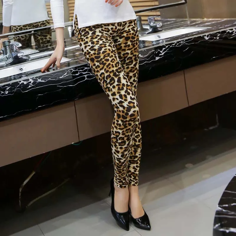 леопардовый Леопардовые женские леггинсы фитнес зима Теплые ropa leopardo mujer легинсы