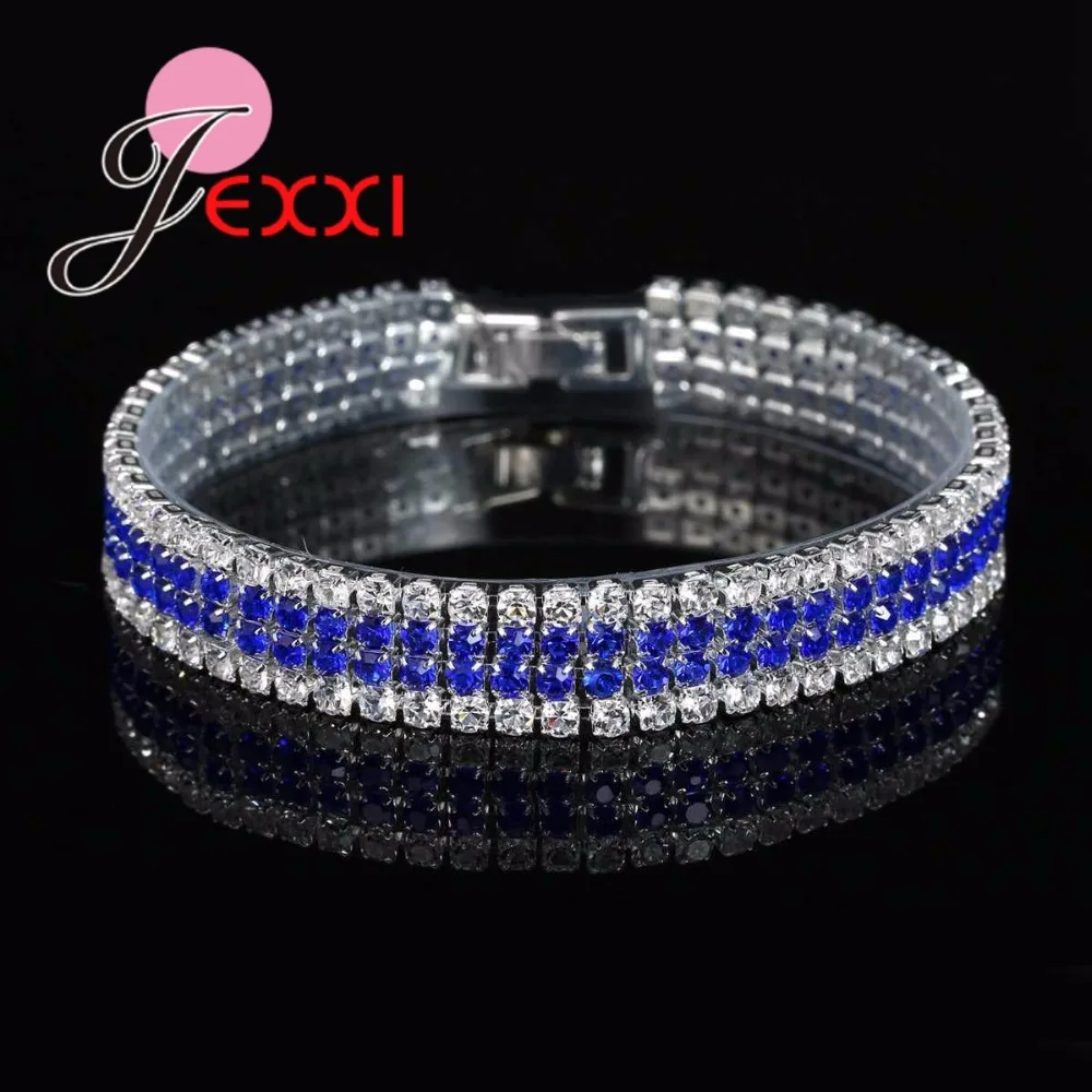

New Rhinestone Crystal Bracelets For Women Fashion 925 Sterling Silver Bracelets & Bangles Bridal Wedding Jewelry