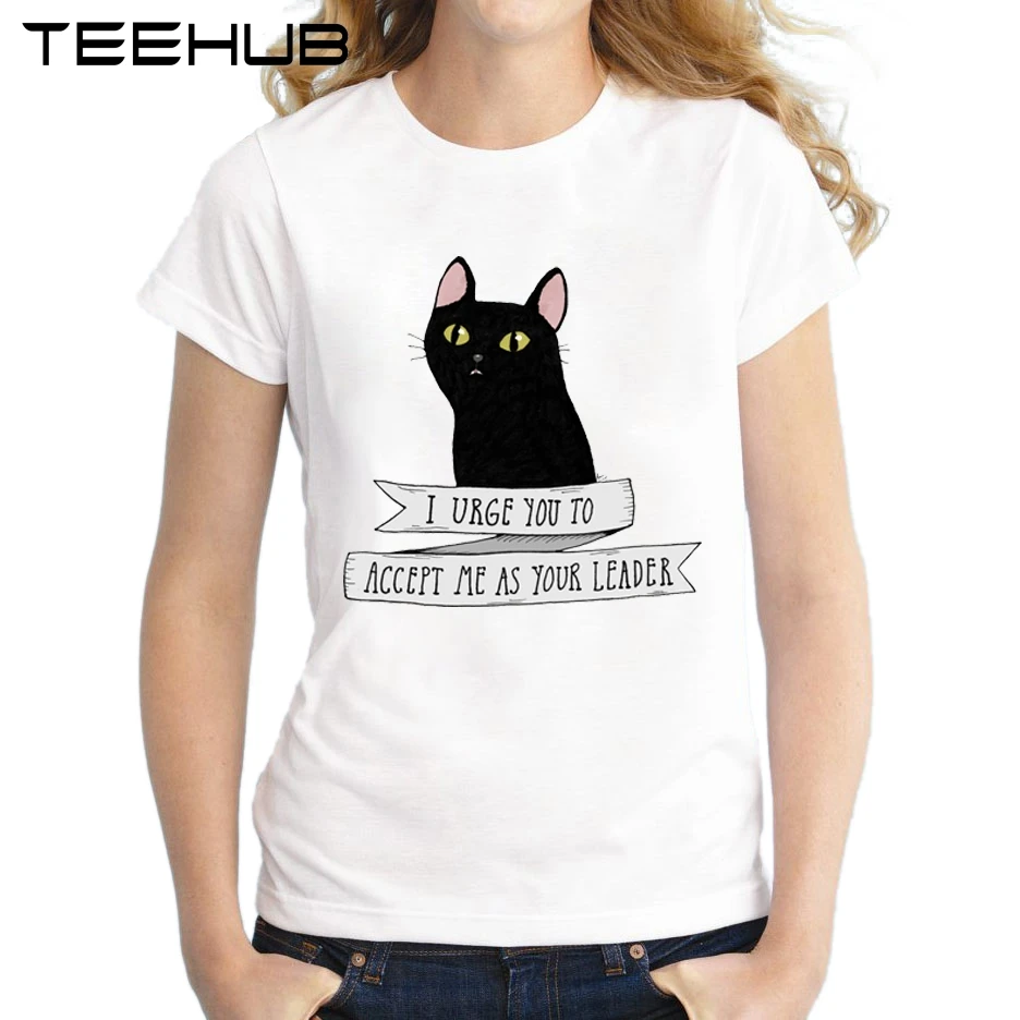 Женская футболка с рисунком черного кота лето 2018 женские топы коротким рукавом