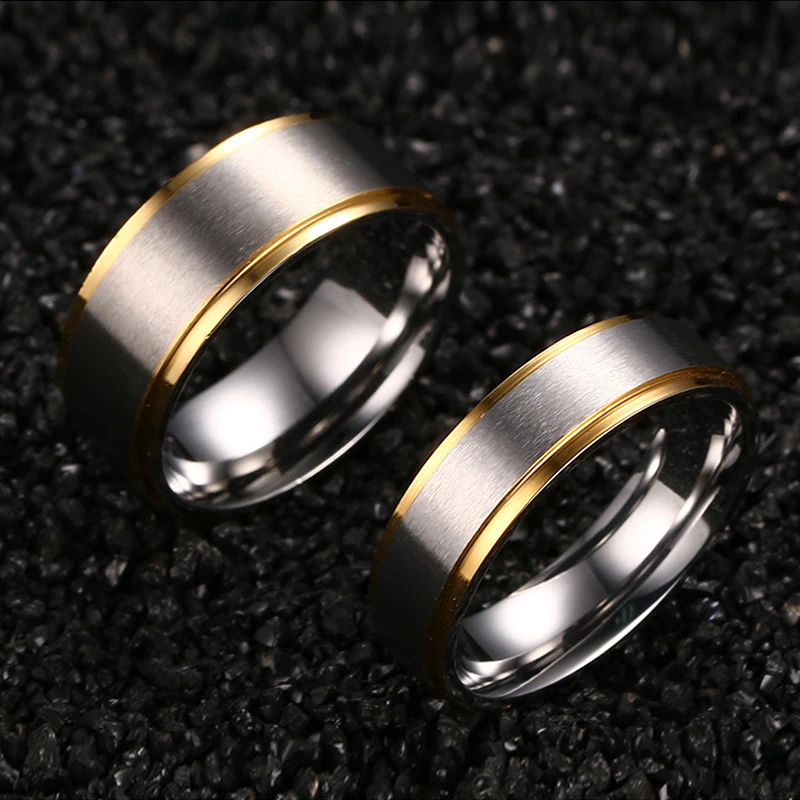 Простые элегантные кольца для мужчин и женщин золотые матовые из нержавеющей