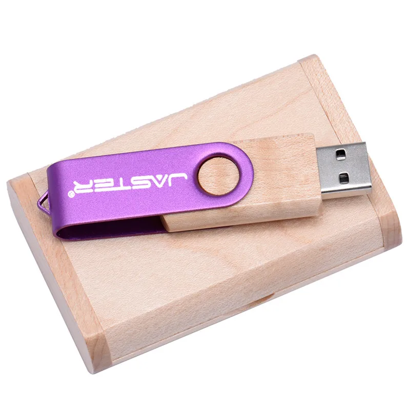 JASTER 10 шт. бесплатный логотип цветной металл+ клен дерево usb флеш-накопитель 4 ГБ 8 ГБ 16 ГБ 32 ГБ 64 ГБ 128 ГБ wediing персональные подарки - Цвет: Purple