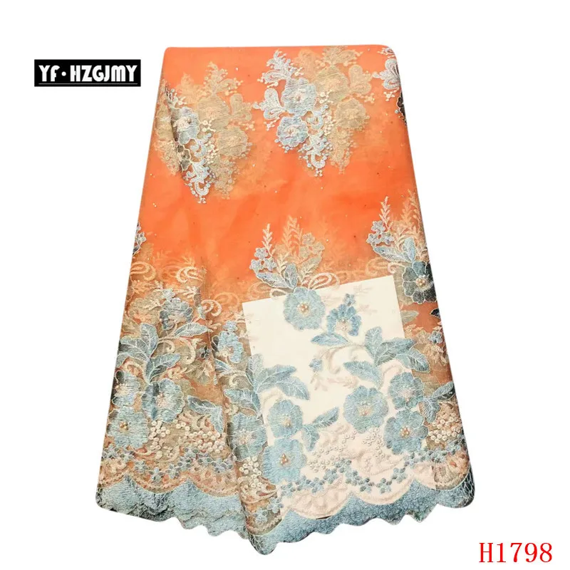 YF HZGJMY Nigerian Lace Fabrics 2019 High Quality Beaded African Floral Embroidered French Tulle Net Fabric A1798 | Дом и сад