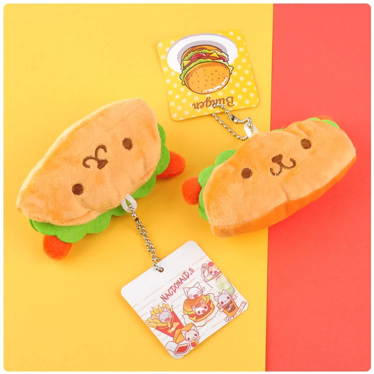 

JY02 Korea Sandwich Hot Dog Plush Pendant Toy Doll Clamshell Keychain Wj04