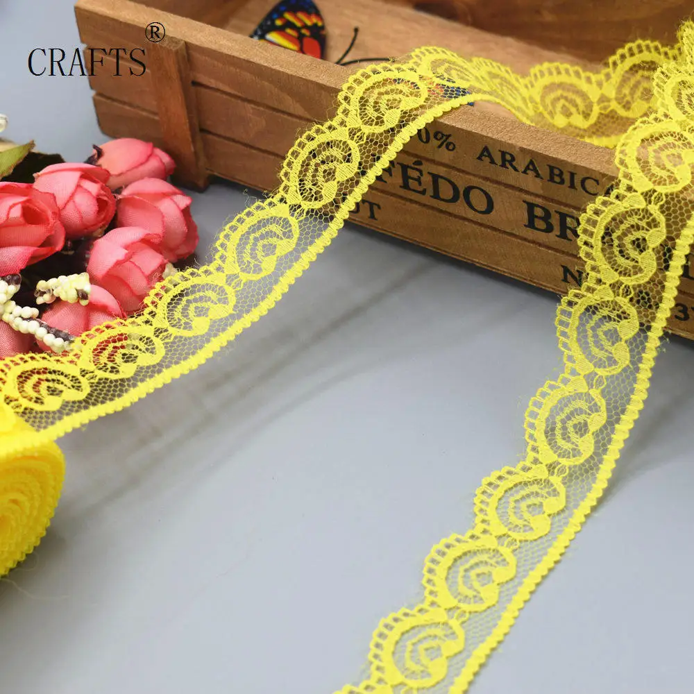 yellow Новинка! 10 ярдов красивой кружевной ленты, шириной 2,2 см, DIY ювелирных изделий одежды/цветов и других аксессуаров - Цвет: yellow