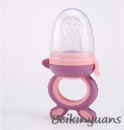 Purple ear L Детские Соска свежая еда для фруктов, молока бутылочки для кормления учатся для кормления питья ручка прорезывания зубов соска - Цвет: Purple ear L