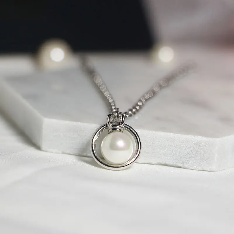 Elegant Quality Silver 925 Jewelry US Fashion Sweet Round Pearl Necklace Sterling Chain for Women | Украшения и аксессуары