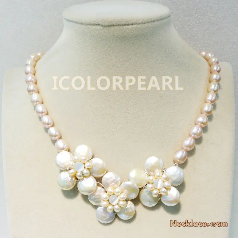 Элегантный пресноводный жемчуг в форме подсолнуха и Овальный розовый