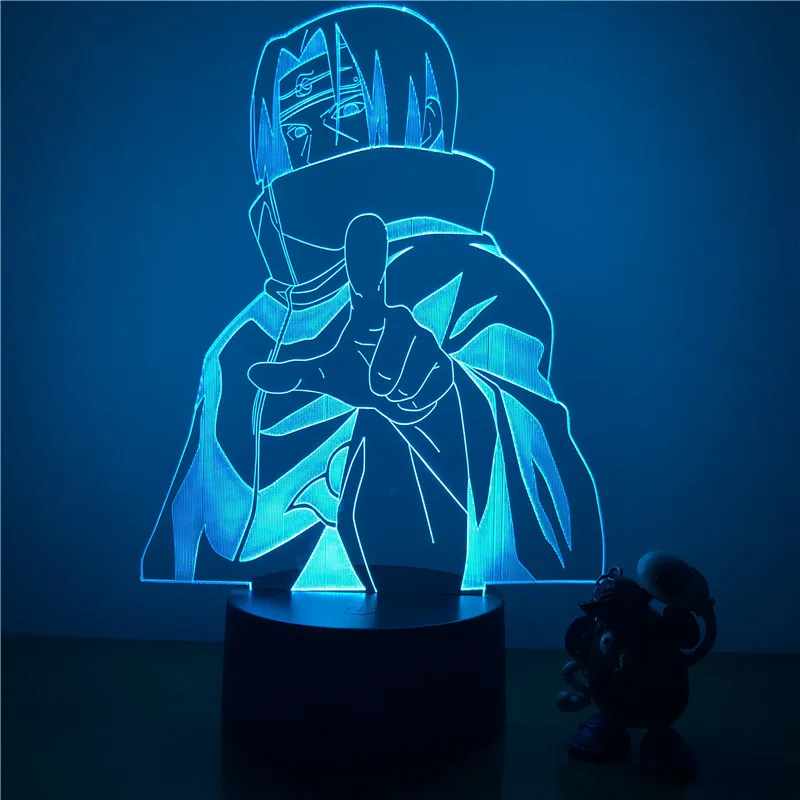 Светодиодный 3d-ночник Итачи Учиха из “Наруто” фигурку 7 цветов сенсорный оптический Иллюзия настольная лампа для дома украшения модель