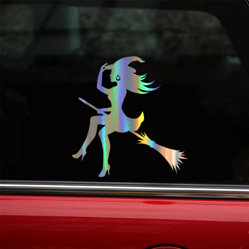 Сексуальная ведьма на метле Стикеры s для окна автомобиля бампер мотоцикла