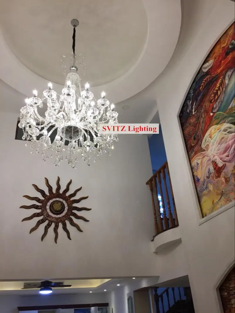 Современный 100 см 24 шт Большой Двухуровневый дом гостиная люстра Led Lustre cristal