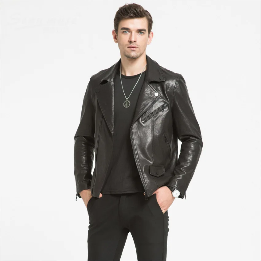 Мужская кожаная куртка с коротким рукавом May выглядит осенью/зимой 2019 | одежда