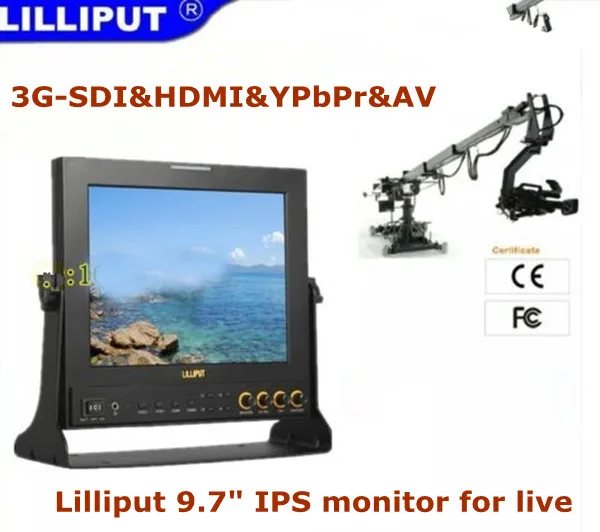 Lilliput 9 7 &quot969A/S 3G HD SDI монитор ips панель светодиодный дисплей HDMI YPbPr AV для BMCC|field