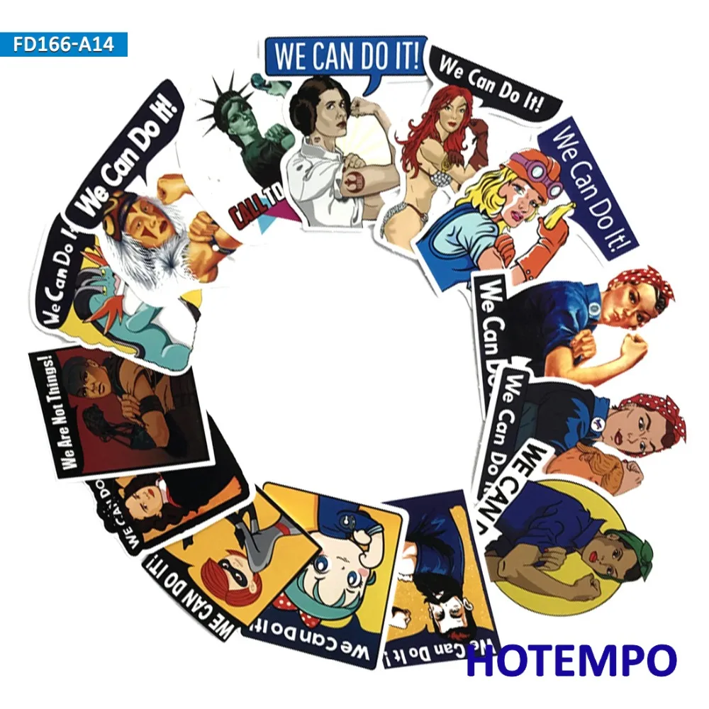 14 шт., винтажные наклейки с надписью «We Can Do It Rosie The Riveter», Ретро стиль, слоган, наклейки для мобильного телефона, ноутбука, багажа, аниме-наклейки