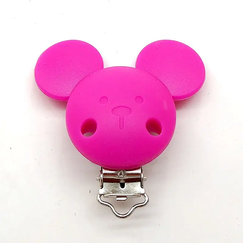 Fuchsia Chenkai 10 шт. без БФА, силиконовый Прорезыватель для зубов с прищепкой, пустышка, зажимы для пустышки, сделай сам, Детская мышь, животное, уход, прорезыватель, игрушка, аксессуар - Цвет: Fuchsia