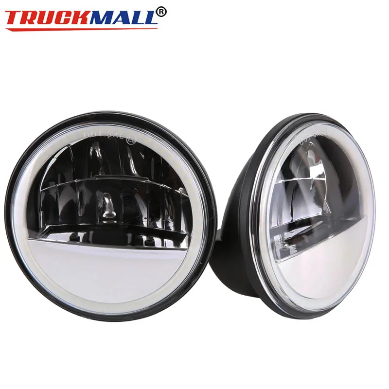 TRUCKMALL 4 5 дюйма светодиодные DRL Противотуманные фары с Halo кольцом для мотоцикла 4-1/2
