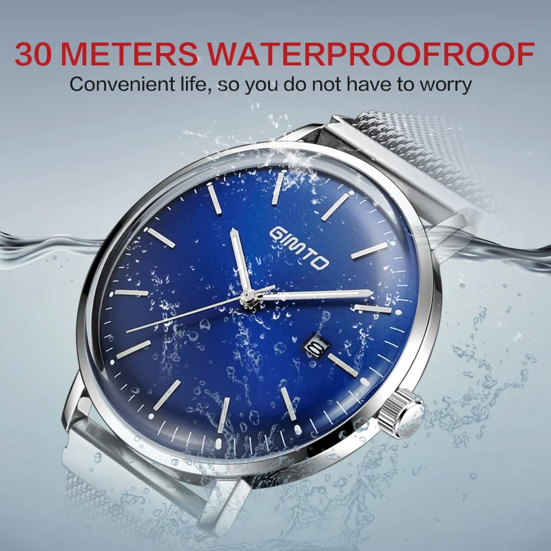 Для мужчин часы gimto модный бренд роскошный бизнес водонепроницаемый календарь