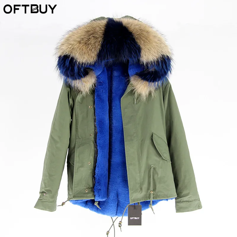 10 Бренд OFTBUY,, хаки, зеленый, зимняя куртка, пальто, женская парка, пальто с натуральным мехом, натуральный большой енотовый меховой воротник, теплая, толстая, мягкая подкладка - Цвет: 10
