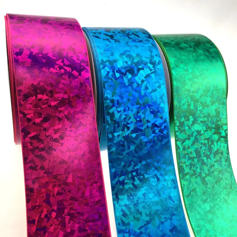 3 дюйма (75 мм) твердая трава голограмма grosgrain лента много цветов на выбор DIY