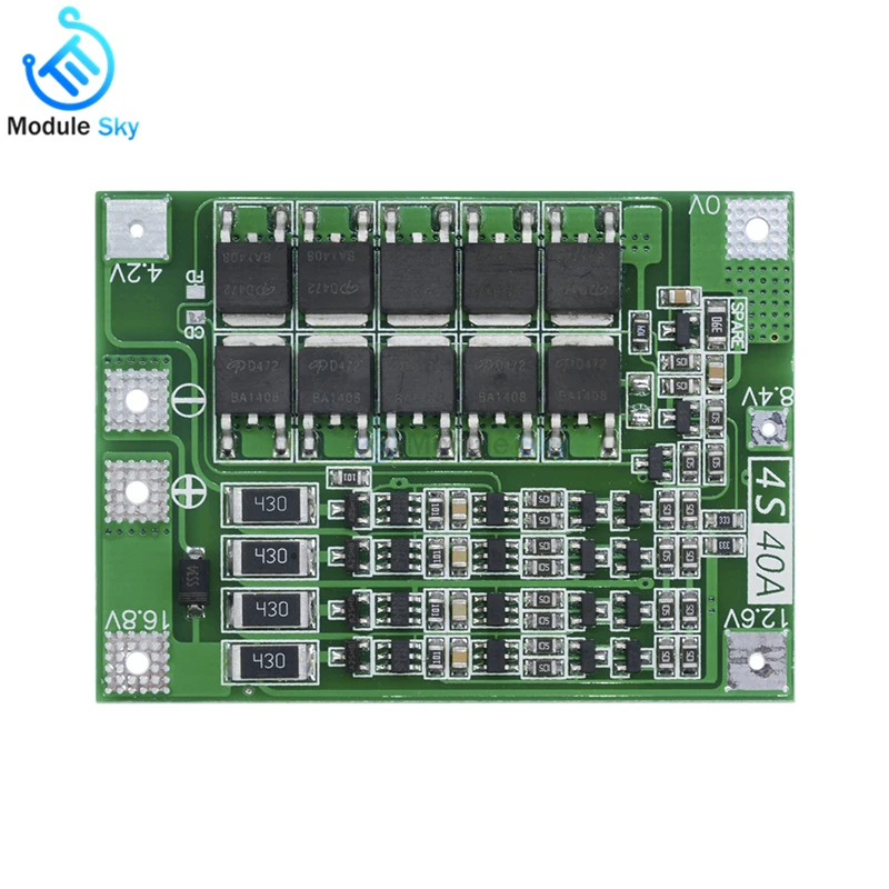 BMS 4S 40A плата защиты литиевой батареи с балансом улучшенная версия 18650 зарядное устройство литиевой батареи PCB BMS Защитная плата