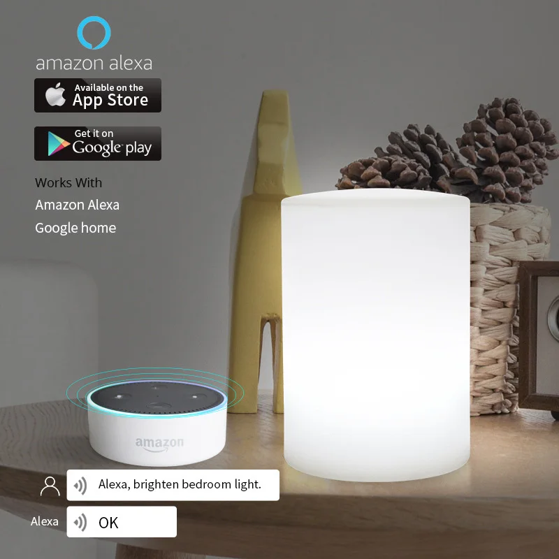 Умная Настольная лампа с Wi-Fi работает Alexa Google Home голосовым управлением 10-цветным