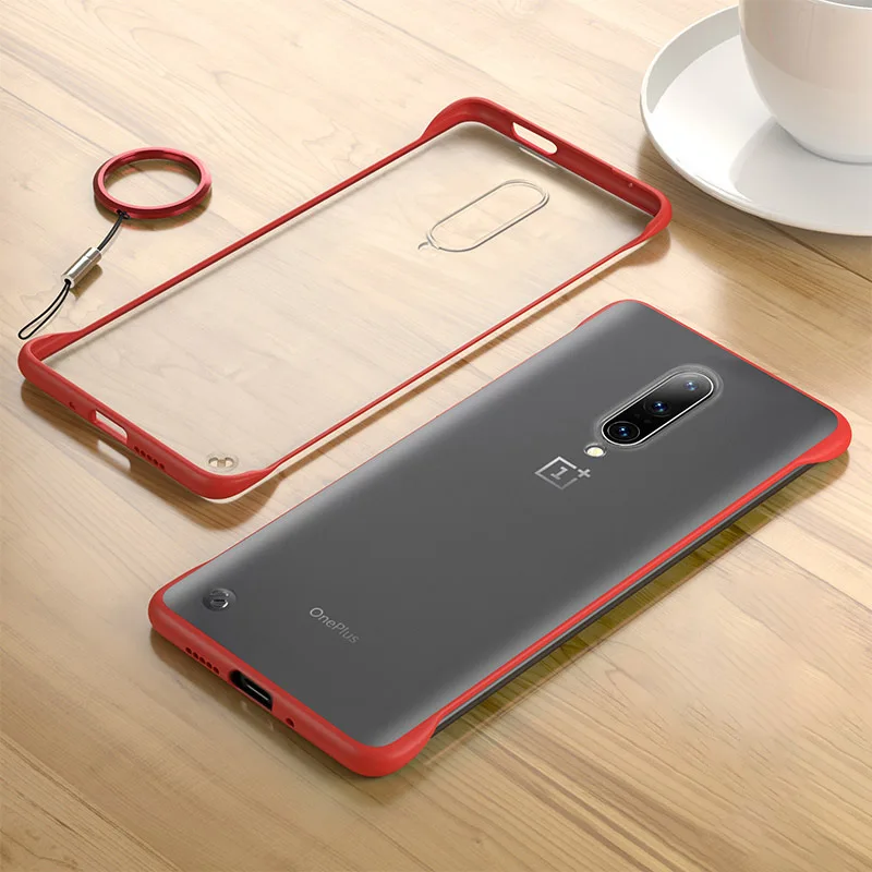 Тонкий Бескаркасный чехол для Oneplus 7 Pro тонкий прозрачный силиконовый Край Матовый Жесткий противоударный чехол для OnePlus 7 полуобернутый чехол - Цвет: Red