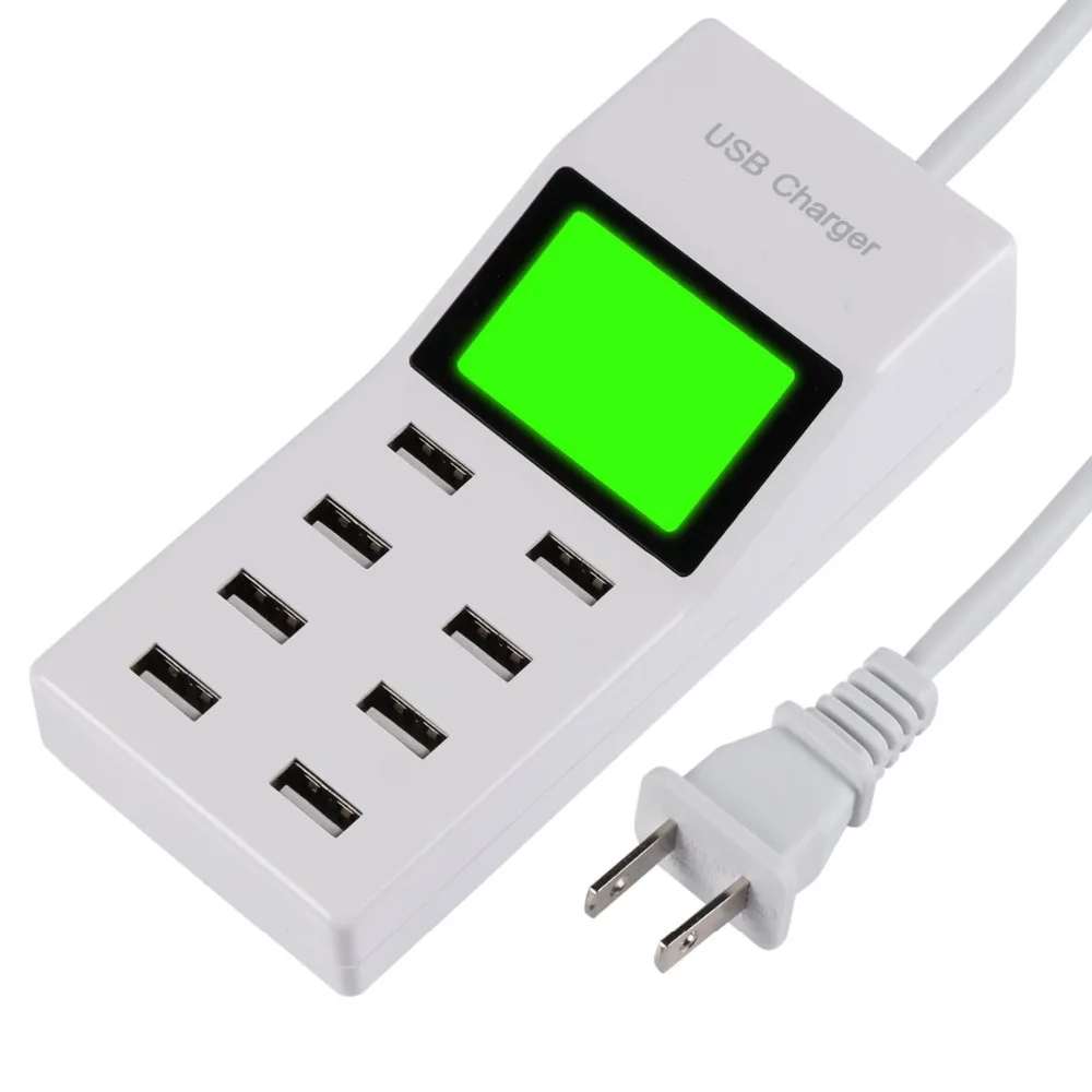 Универсальный дорожный адаптер переменного тока с 8 USB портами и светодиодным