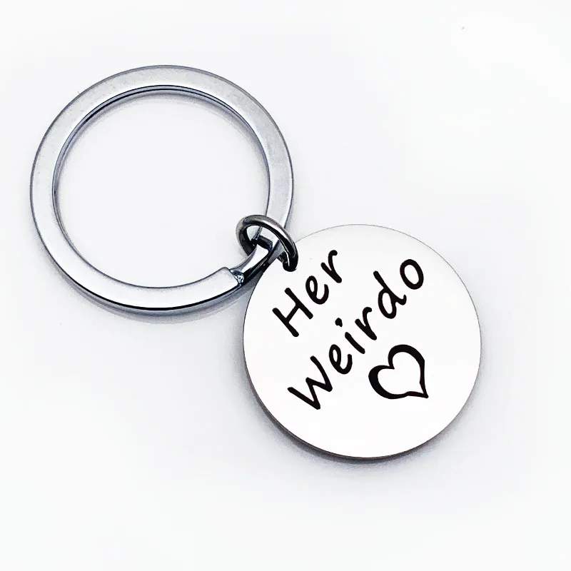 Модное кольцо для ключей из нержавеющей стали новинка его Crazy / Her Weirdo брелок пары
