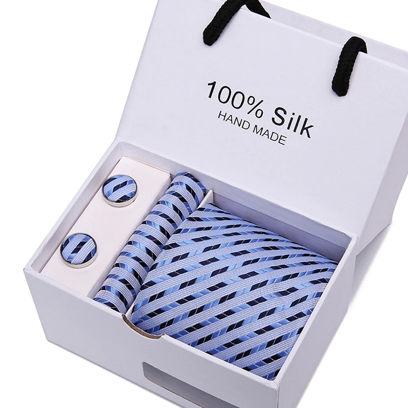 Оптовая продажа галстука Hanky запонки в коробке 60 стилей новинка жаккардовые