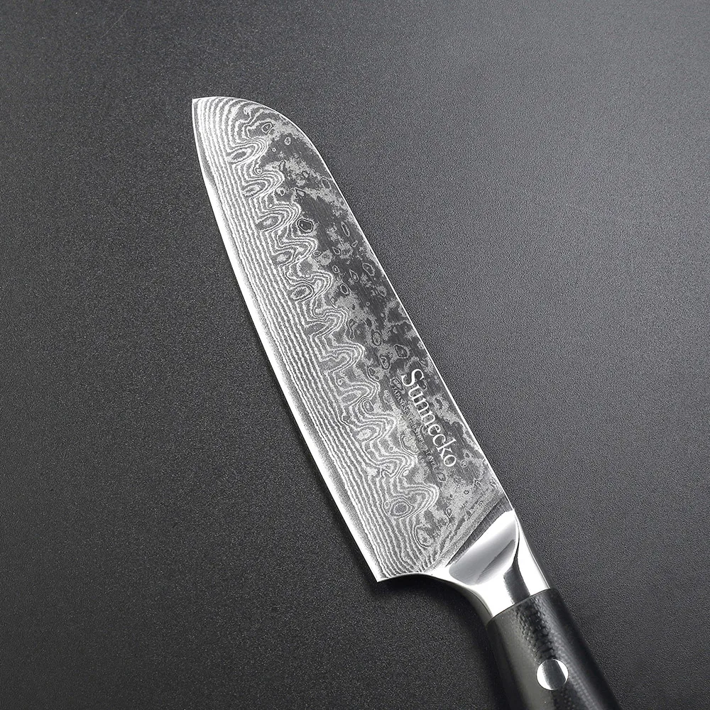 SUNNECKO 5 дюймов Santoku кухонный нож японский Damscus VG10 стальное лезвие бритвы острый G10 Ручка Мясо Фрукты резки кухонные ножи
