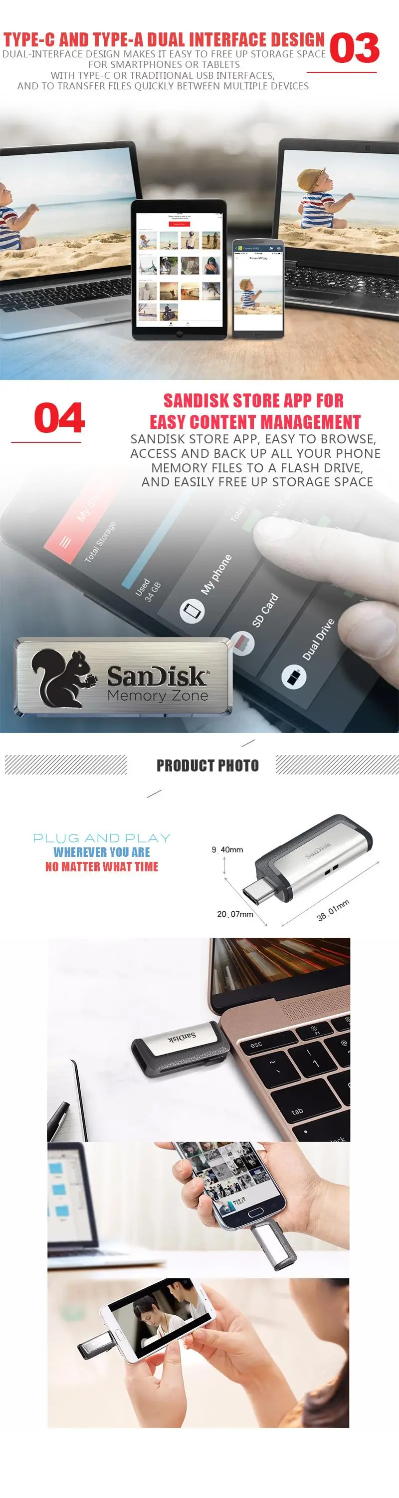 Флеш-накопитель sandisk, 128 ГБ, флеш-накопители, очень высокая скорость, type-C, USB3.1, двойной OTG, USB флеш-накопитель, 64 ГБ, флеш-накопители, 130 м/с, флешки