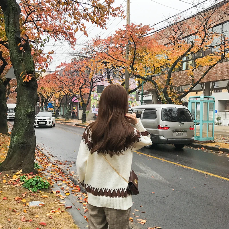 2018 Women'S Japan Harajuku Retro Hook Flower Round Collar Hemp Thick Sweater Ovely Sweet Kawaii Pullover Knitted For Women | Женская