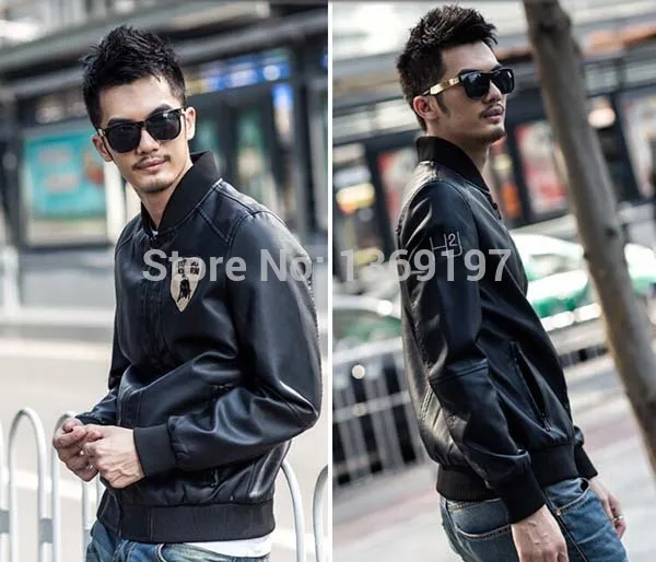 NWT Men's Punk Bomber Biker Motorcycle Slim Fit Faux PU Leather Jacket Blazer Black Coffee Size M L XL XXL MN608&amp006 | Мужская