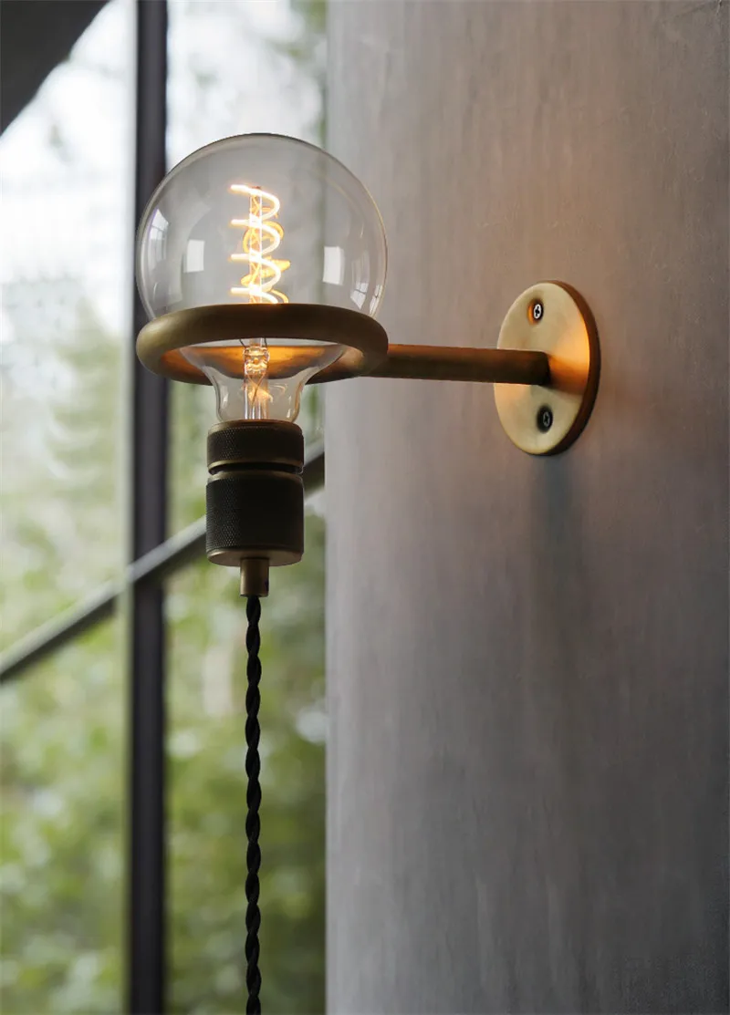 DIY Лофт винтажный настенный светильник бра Edison промышленный Железный выдвижной кольцевой переключатель штекер прикроватные Настенные светильники для домашнего декора освещение