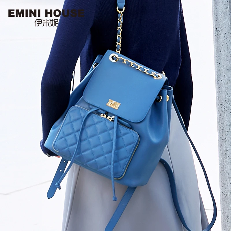 EMINI HOUSE Anti Theft рюкзак женский спилок кожаный рисунок путешествия для девочек
