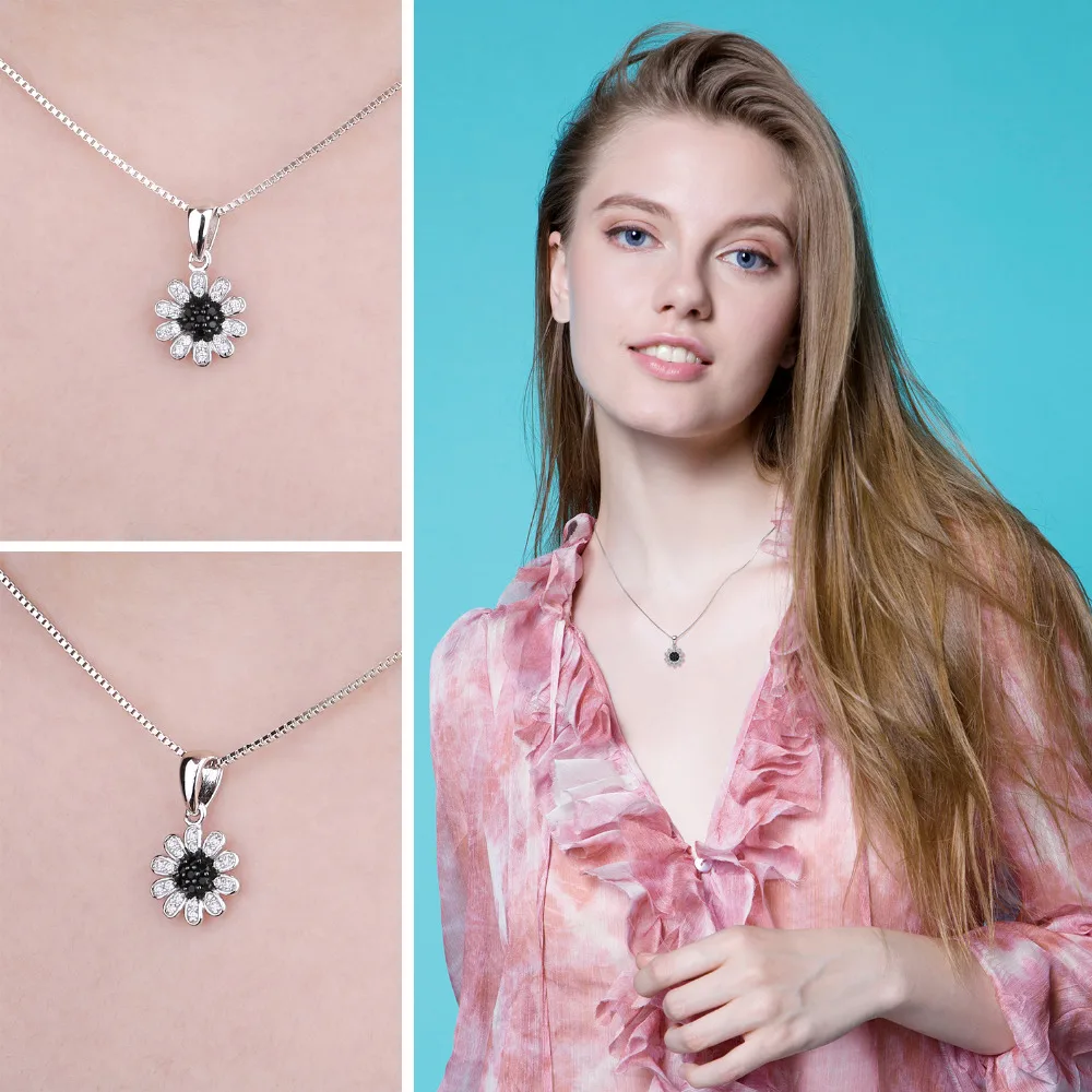 Jewelrypalace цветок черный шпинелей Ожерелья для мужчин Подвеска Для женщин из
