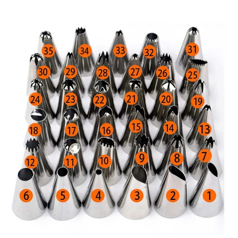 35 шт./компл. Кондитерские наконечники из нержавеющей стали инструменты для