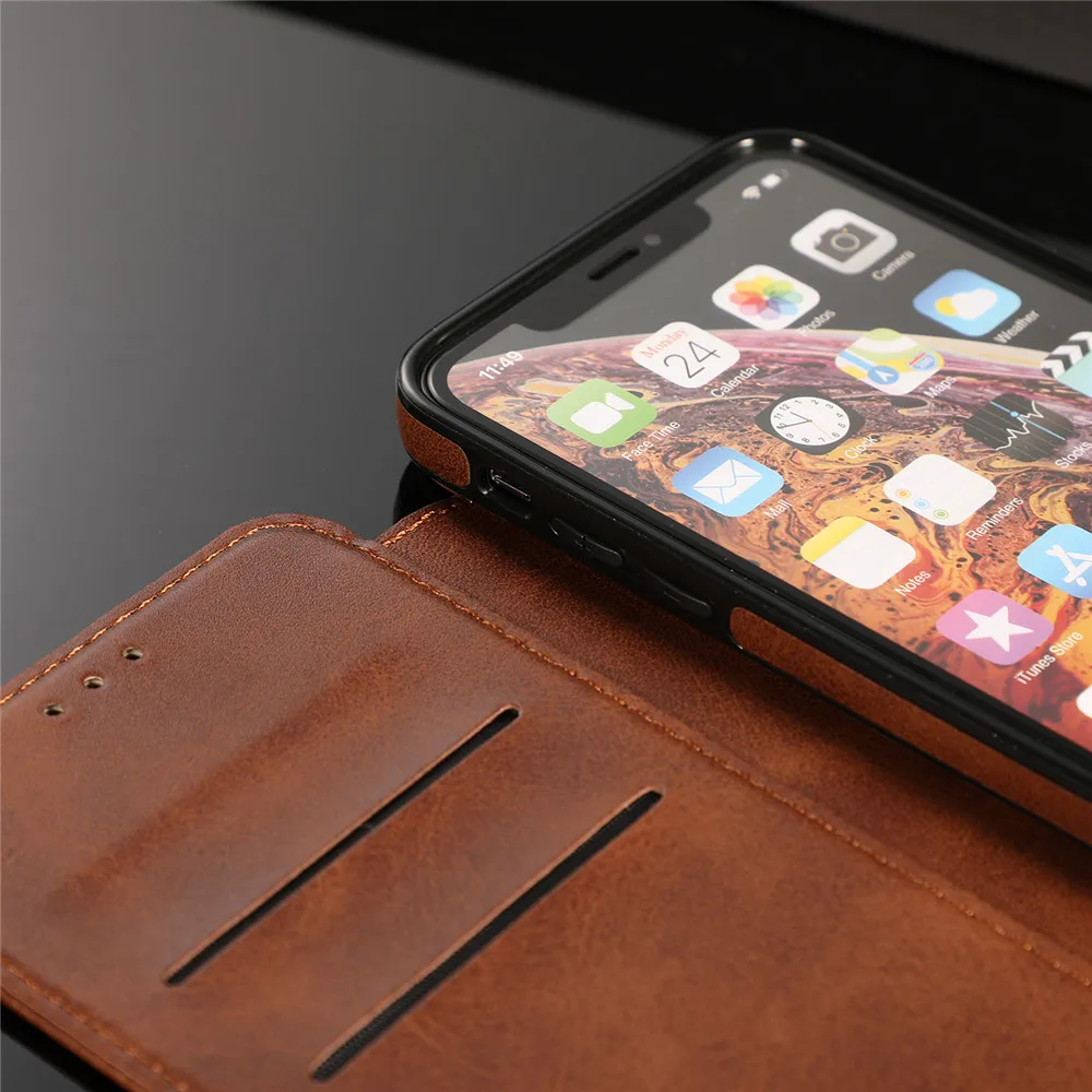 Противоударный кожаный флип-чехол для Iphone 11 pro Xs Max Xr X 8 7 6 6s Plus 5 5S Se роскошный держатель для карт кошелек Подставка чехол для телефона