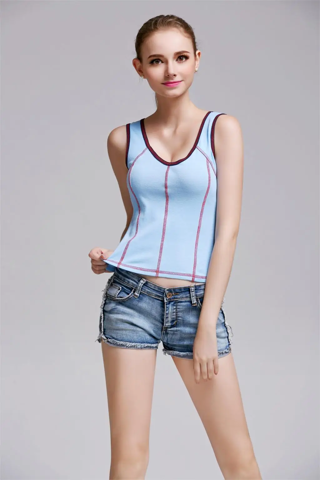 WOMEN'S SEXY DRAPE TANK TOP WITH OPEN SIDES NEON COLORS PLAIN SHIRT COTTON | Женская одежда