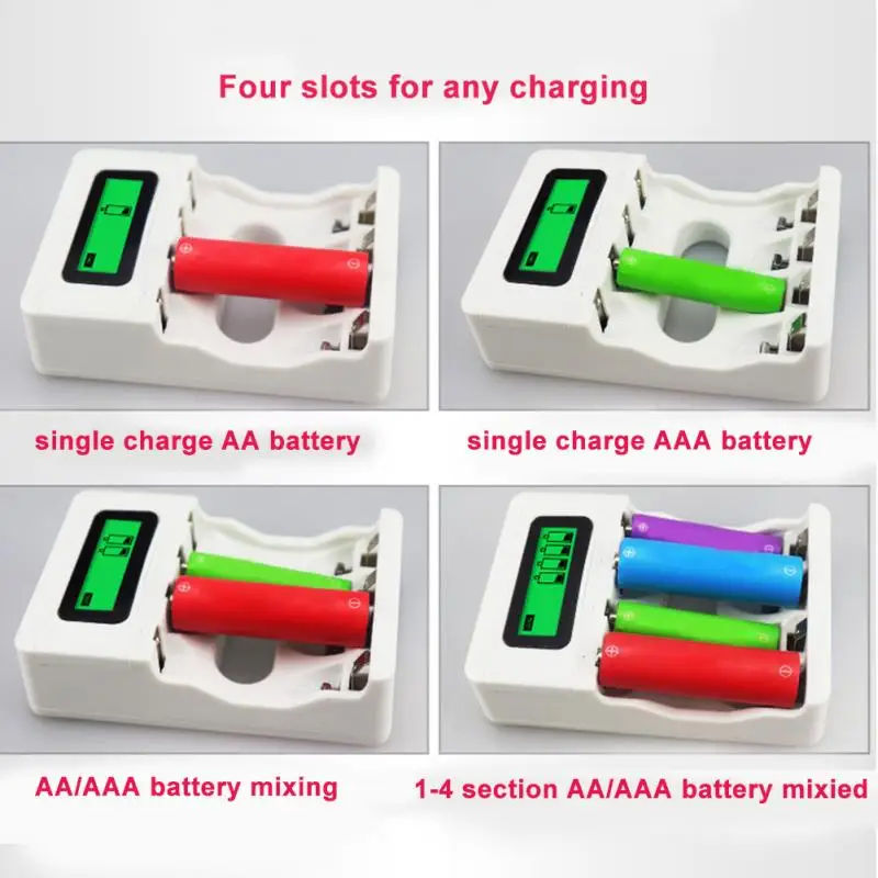 Для AA/AAA NiCd NiMh Зарядное устройство USB Четыре слота Смарт электрические инструменты