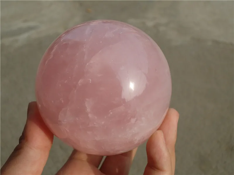 

805g Natural Raw Pink Rose Quartz Crystal Ball specimens with stand